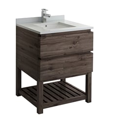 Fresca FCB3130ACA-FS-U Formosa 30" Floor Standing Open Bottom Modern Bathroom Cabinet with Top & Sink in Acacia