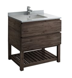 Fresca FCB3136ACA-FS-U Formosa 36" Floor Standing Open Bottom Modern Bathroom Cabinet with Top & Sink in Acacia