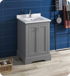 Fresca FCB2424GRV-U Windsor 24" Gray Textured Traditional Bathroom Cabinet with Top & Sink