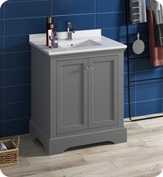 Fresca FCB2430GRV-U Windsor 30" Gray Textured Traditional Bathroom Cabinet with Top & Sink