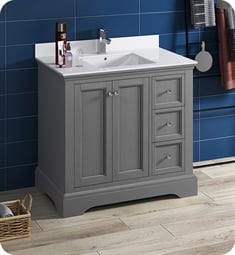 Fresca FCB2436GRV-U Windsor 36" Gray Textured Traditional Bathroom Cabinet with Top & Sink