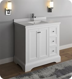 Fresca FCB2436WHM-U Windsor 36" Matte White Traditional Bathroom Cabinet with Top & Sink