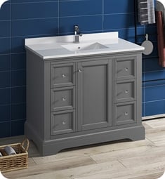 Fresca FCB2440GRV-U Windsor 40" Gray Textured Traditional Bathroom Cabinet with Top & Sink