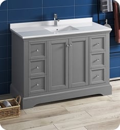 Fresca FCB2448GRV-U Windsor 48" Gray Textured Traditional Bathroom Cabinet with Top & Sink