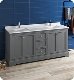 Fresca FCB2472GRV-U Windsor 72" Gray Textured Traditional Double Sink Bathroom Cabinet with Top & Sinks