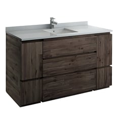 Fresca FCB31-123612ACA-FC-U Formosa 60" Floor Standing Single Sink Modern Bathroom Cabinet with Top & Sink in Acacia
