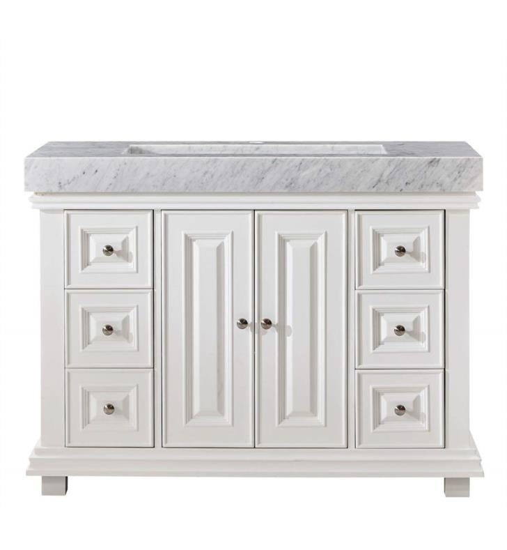 Silkroad Exclusive V0288wr48c 48 Integrated Single Sink Bathroom Vanity With Carrara White