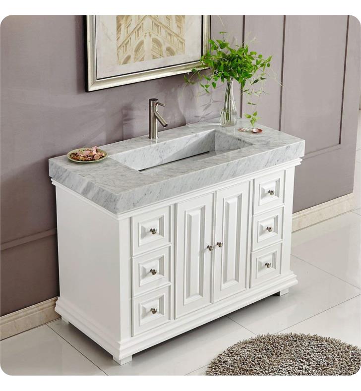 Silkroad Exclusive V0288wr48c 48 Integrated Single Sink Bathroom Vanity With Carrara White