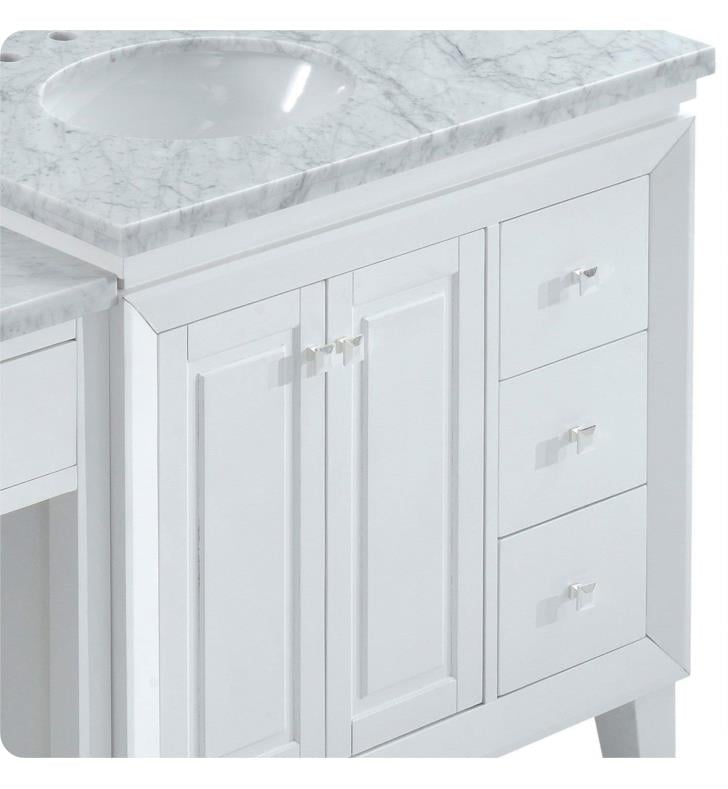 Silkroad Exclusive V0320WW67L Bathroom Vanity Carrara White Marble Top Single Sink Cabinet 67