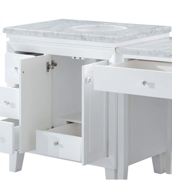 Silkroad Exclusive V0320WW67L Bathroom Vanity Carrara White Marble Top Single Sink Cabinet 67