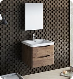 Fresca FVN9024RW Tuscany 24" Rosewood Wall Hung Modern Bathroom Vanity with Medicine Cabinet