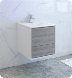 Fresca FCB9224HA-I Catania 24" Ash Gray Wall Hung Modern Bathroom Cabinet with Integrated Sink