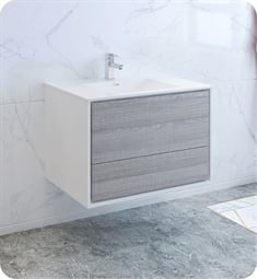 Fresca FCB9236HA-I Catania 36" Ash Gray Wall Hung Modern Bathroom Cabinet with Integrated Sink