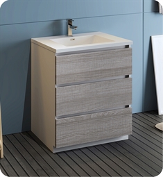 Fresca FCB9330HA-I Lazzaro 30" Ash Gray Free Standing Modern Bathroom Cabinet with Integrated Sink