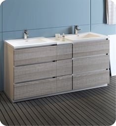 Fresca FCB93-301230HA-D-I Lazzaro 72" Ash Gray Free Standing Double Sink Modern Bathroom Cabinet with Integrated Sinks
