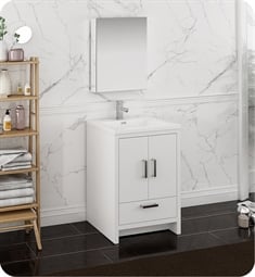 Fresca FVN9424WH Imperia 24" Glossy White Free Standing Modern Bathroom Vanity with Medicine Cabinet