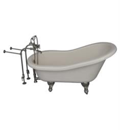 Barclay TKATS60-BBN1 Estelle 60" Acrylic Freestanding Clawfoot Soaker Bathtub in Bisque with Porcelain Lever Tub Filler and Handshower in Satin Nickel
