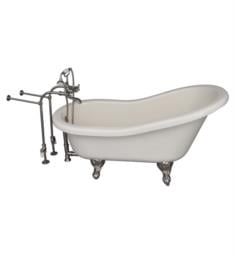 Barclay TKATS60-BBN2 Estelle 60" Acrylic Freestanding Clawfoot Soaker Bathtub in Bisque with Metal Tub Filler and Handshower in Satin Nickel