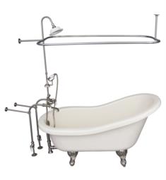 Barclay TKATS60-BBN3 Estelle 60" Acrylic Freestanding Clawfoot Soaker Bathtub in Bisque with Porcelain Lever Rectangular Shower Unit in Satin Nickel