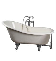 Barclay TKATS60-BCP1 Estelle 60" Acrylic Freestanding Clawfoot Soaker Bathtub in Bisque with Porcelain Lever Tub Filler and Handshower in Chrome