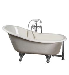 Barclay TKATS60-BCP2 Estelle 60" Acrylic Freestanding Clawfoot Soaker Bathtub in Bisque with Metal Tub Filler and Handshower in Chrome