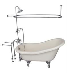 Barclay TKATS60-BCP3 Estelle 60" Acrylic Freestanding Clawfoot Soaker Bathtub in Bisque with Porcelain Lever Rectangular Shower Unit in Chrome