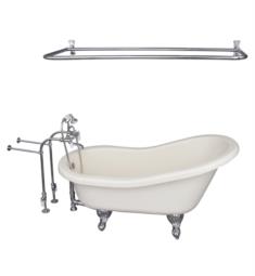 Barclay TKATS60-BCP5 Estelle 60" Acrylic Freestanding Clawfoot Soaker Bathtub in Bisque with Porcelain Lever Tub Filler, D-Shower Rod and Handshower in Chrome