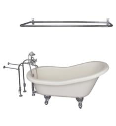 Barclay TKATS60-BCP6 Estelle 60" Acrylic Freestanding Clawfoot Soaker Bathtub in Bisque with Metal Tub Filler, D-Shower Rod and Handshower in Chrome
