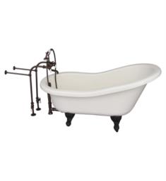 Barclay TKATS60-BORB1 Estelle 60" Acrylic Freestanding Clawfoot Soaker Bathtub in Bisque with Porcelain Lever Tub Filler and Handshower in Oil Rubbed Bronze