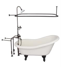 Barclay TKATS60-BORB3 Estelle 60" Acrylic Freestanding Clawfoot Soaker Bathtub in Bisque with Porcelain Lever Rectangular Shower Unit in Oil Rubbed Bronze
