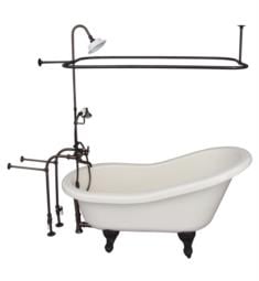 Barclay TKATS60-BORB4 Estelle 60" Acrylic Freestanding Clawfoot Soaker Bathtub in Bisque with Metal Cross Rectangular Shower Unit in Oil Rubbed Bronze