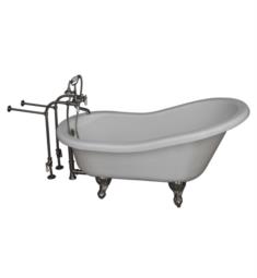 Barclay TKATS60-WBN1 Estelle 60" Acrylic Freestanding Clawfoot Soaker Bathtub in White with Porcelain Lever Tub Filler and Handshower in Satin Nickel