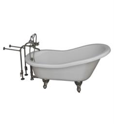 Barclay TKATS60-WBN2 Estelle 60" Acrylic Freestanding Clawfoot Soaker Bathtub in White with Metal Tub Filler and Handshower in Satin Nickel