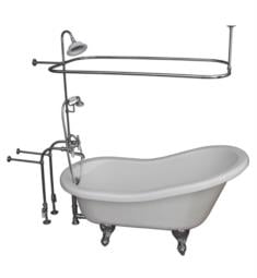Barclay TKATS60-WCP3 Estelle 60" Acrylic Freestanding Clawfoot Soaker Bathtub in White with Porcelain Lever Rectangular Shower Unit in Chrome