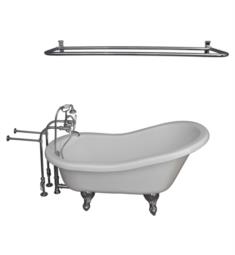 Barclay TKATS60-WCP5 Estelle 60" Acrylic Freestanding Clawfoot Soaker Bathtub in White with Porcelain Lever Tub Filler, D-Shower Rod and Handshower in Chrome