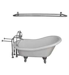 Barclay TKATS60-WCP6 Estelle 60" Acrylic Freestanding Clawfoot Soaker Bathtub in White with Metal Tub Filler, D-Shower Rod and Handshower in Chrome