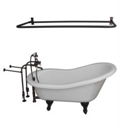 Barclay TKATS60-WORB5 Estelle 60" Acrylic Freestanding Clawfoot Soaker Bathtub in White with Porcelain Lever Tub Filler, D-Shower Rod and Handshower in Oil Rubbed Bronze