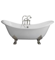 Barclay TKCTDSH-SN1 Marshall 71" Cast Iron Freestanding Clawfoot Soaker Bathtub in with Wall Mount Porcelain Lever Tub Filler and Handshower in Satin Nickel