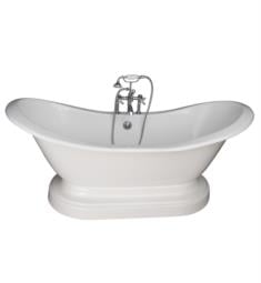 Barclay TKCTDSHB-CP2 Marshall 72" Cast Iron Freestanding Pedestal Soaker Bathtub in with Wall Mount Metal Cross Tub Filler and Handshower in Chrome