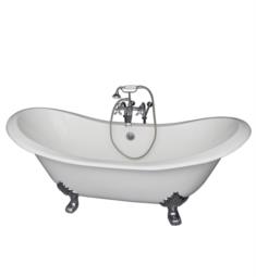 Barclay TKCTDSN-CP2 Marshall 71" Cast Iron Freestanding Clawfoot Soaker Bathtub in with Wall Mount Metal Cross Tub Filler and Handshower in Chrome