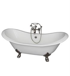 Barclay TKCTDSN-SN1 Marshall 71" Cast Iron Freestanding Clawfoot Soaker Bathtub in with Wall Mount Porcelain Lever Tub Filler and Handshower in Satin Nickel