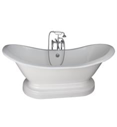 Barclay TKCTDSNB-CP1 Marshall 72" Cast Iron Freestanding Pedestal Soaker Bathtub in with Wall Mount Porcelain Lever Tub Filler and Handshower in Chrome