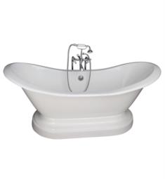 Barclay TKCTDSNB-CP2 Marshall 72" Cast Iron Freestanding Pedestal Soaker Bathtub in with Wall Mount Metal Cross Tub Filler and Handshower in Chrome