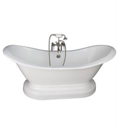 Barclay TKCTDSNB-SN1 Marshall 72" Cast Iron Freestanding Pedestal Soaker Bathtub in with Wall Mount Porcelain Lever Tub Filler and Handshower in Satin Nickel