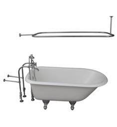 Barclay TKCTRN54-CP3 Antonio 55 1/2" Cast Iron Freestanding Clawfoot Soaker Bathtub with Porcelain Lever 10" Wall Support Tub Filler and Handshower in Chrome