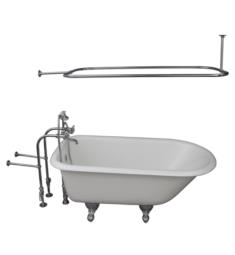 Barclay TKCTRN54-CP4 Antonio 55 1/2" Cast Iron Freestanding Clawfoot Soaker Bathtub with Metal Cross 10" Wall Support Tub Filler and Handshower in Chrome