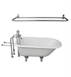 Barclay TKCTRN54-CP5 Antonio 55 1/2" Cast Iron Freestanding Clawfoot Soaker Bathtub with Porcelain Lever 10" Wall Support Tub Filler and Handshower in Chrome