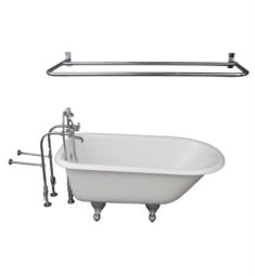 Barclay TKCTRN54-CP6 Antonio 55 1/2" Cast Iron Freestanding Clawfoot Soaker Bathtub with Metal Cross 10" Wall Support Tub Filler and Handshower in Chrome