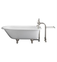 Barclay TKCTRN54-SN1 Antonio 55 1/2" Cast Iron Freestanding Clawfoot Soaker Bathtub with Porcelain Lever Elephant Spout Tub Filler and Handshower in Satin Nickel