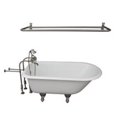 Barclay TKCTRN54-SN5 Antonio 55 1/2" Cast Iron Freestanding Clawfoot Soaker Bathtub with Porcelain Lever 10" Wall Support Tub Filler and Handshower in Satin Nickel
